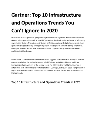Gartner: Top 10 Infrastructure and Operations Trends You Can’t Ignore In 2020