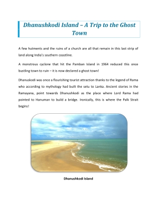 The Isolated Ghost Town of Dhanushkodi