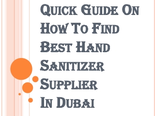 Choose the Right Hand Sanitizer Supplier in Dubai