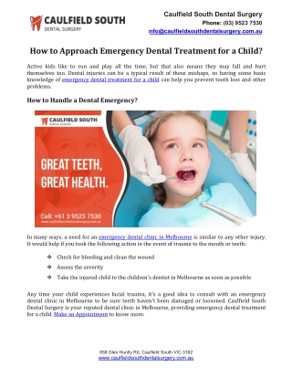 How to Approach Emergency Dental Treatment for a Child?
