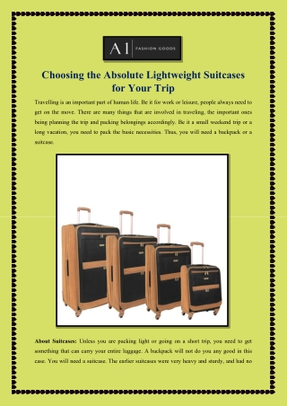 Choosing the Absolute Lightweight Suitcases for Your Trip