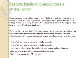 Authorised Kindle Service Center get the online help
