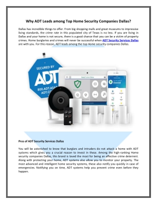 Why ADT Leads among Top Home Security Companies Dallas?