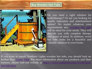 Buy Wooden Hot Tubs - Northern Lights Cedar Tubs