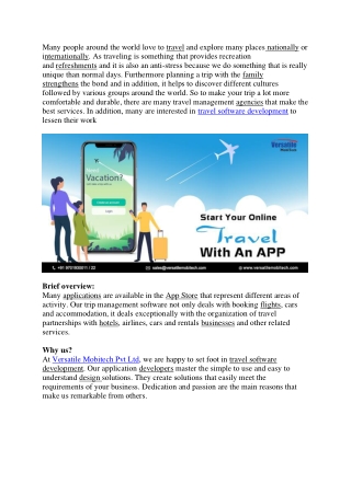 Travel mobile application development company