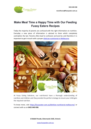 Make Meal Time a Happy Time with Our Feeding Fussy Eaters Recipes