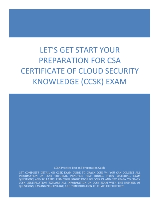 Let's Get Start Your Preparation for CSA Certificate of Cloud Security Knowledge (CCSK) Exam