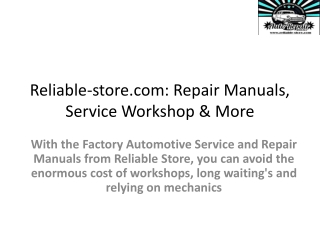 Reliable-store.com: Repair Manuals, Service Workshop & More