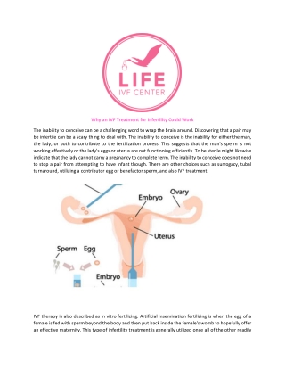 Why an IVF Treatment for Infertility Could Work