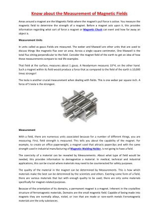 Know about the Measurement of Magnetic Fields