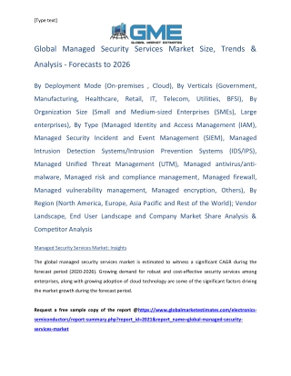 Global Managed Security Services Market Size, Trends & Analysis - Forecasts to 2026