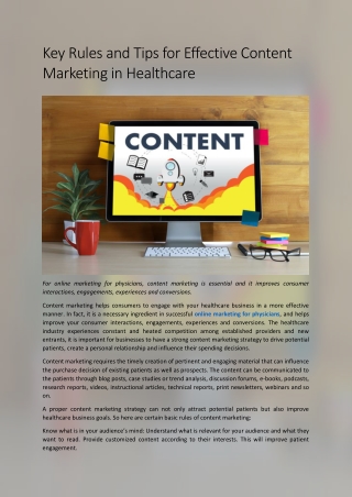 Key Rules and Tips for Effective Content Marketing in Healthcare