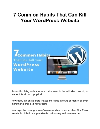 7 Common Habits That Can Kill Your WordPress Website
