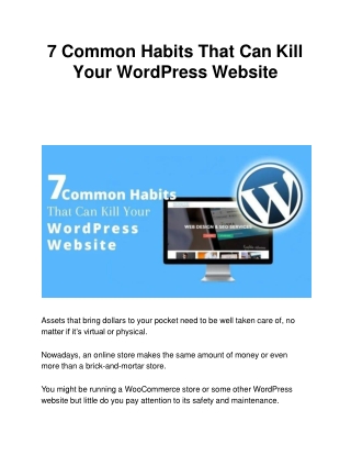 7 Common Habits That Can Kill Your WordPress Website