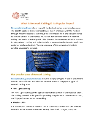 What is Network Cabling and Its Popular Types?