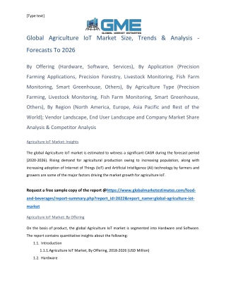 Global Agriculture IoT Market Size, Trends & Analysis- Forecasts to 2026