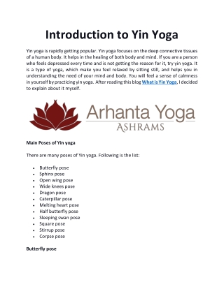 Introduction to Yin Yoga