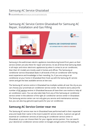 Samsung AC Installation Service Center in Ghaziabad @ 9266608882