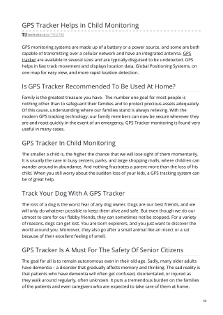 GPS Tracker Helps in Child Monitoring