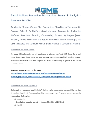 Global Ballistic Protection Market Size, Trends & Analysis - Forecasts to 2026