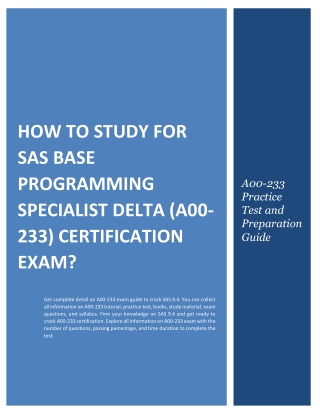 How to Study for SAS Base Programming Specialist Delta (A00-233) Certification Exam?