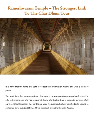 Pilgrimage Fascination in Rameshwaram - Ramanathaswamy Temple