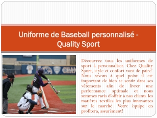 Uniforme de Basketball personnalisé - Quality Sport