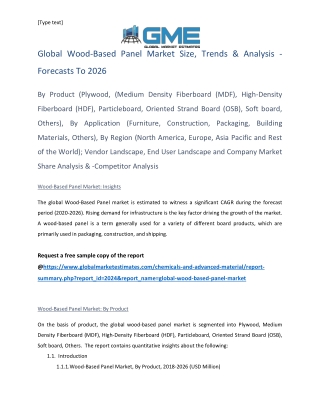 Global Wood-Based Panel Market- Forecasts to 2026