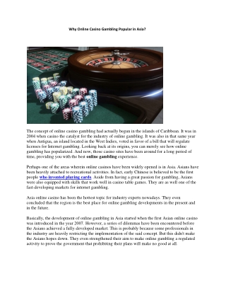 Why Online Casino Gambling Popular in Asia?