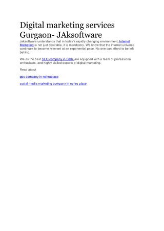 digital marketing services gurgaon- JAK SOFTWARE