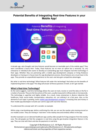 Potential Benefits of Integrating Real-time Features in your Mobile App!