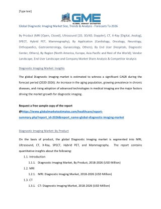 Global Diagnostic Imaging Market Size, Trends & Analysis - Forecasts to 2026