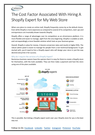 The Cost Factor Associated With Hiring A Shopify Expert for My Web Store