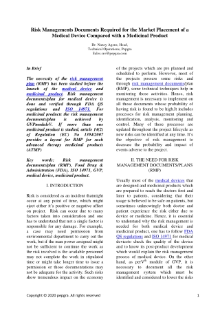 Risk managements documents required for the market placement of a Medical Device compared with a Medicinal Product