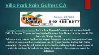 Villa Park Rain Gutters CA