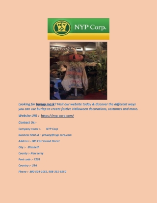 NYP Corp -( Burlap Bags for Sale at Wholesale Price )