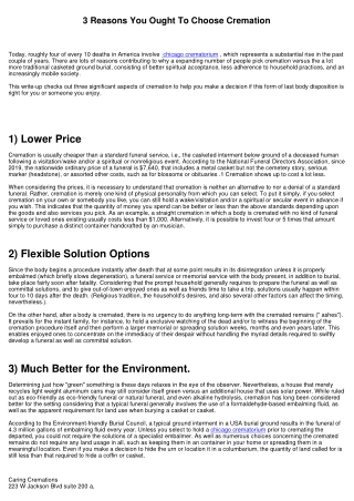 3 Reasons You Ought To Pick Cremation