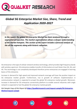 Global 5G Enterprise Market Technology Trend, latest Report, Business Trend and forecast 2027