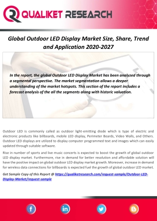 Global Outdoor LED Display Market Revenue, Key Application, Trend, Business Analysis and future projection
