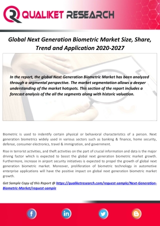 Global Next Generation Biometric Market Size, Growth, Opportunity, Challenges Forecast 2020-2027