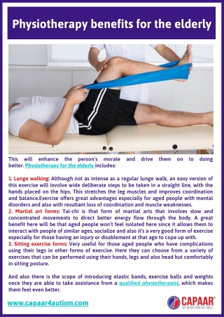 Physiotherapy benefits for the elderly - Physiotherapy Centres in Bangalore - CAPAAR