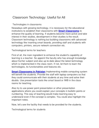 Classroom Technology: Useful for All