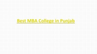 Best MBA College in Punjab
