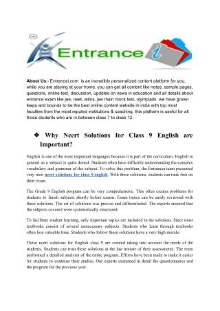 Why Ncert Solutions for Class 9 English are Important?