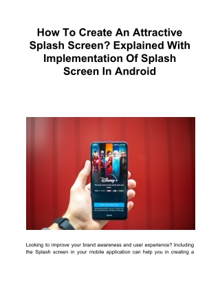How To Create An Attractive Splash Screen? Explained With Implementation Of Splash Screen In Android