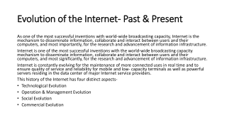 Evolution Of The Internet - Past & Present