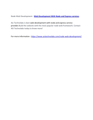 Node Web Development - Web Development With Node and Express services