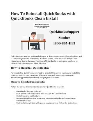 How To Reinstall QuickBooks with QuickBooks Clean Install