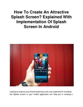How To Create An Attractive Splash Screen? Explained With Implementation Of Splash Screen In Android