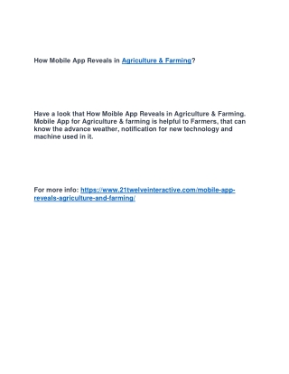 How Mobile App Reveals in Agriculture & Farming?